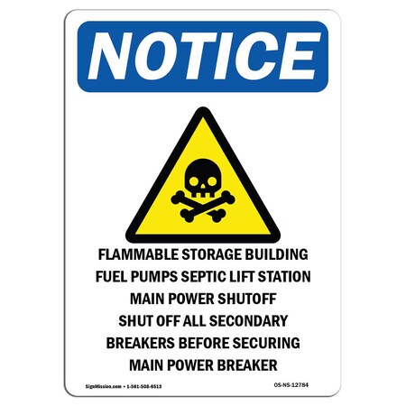 Signmission Safety Sign, OSHA Notice, 5" Height, Flammable Storage Sign With Symbol, Portrait OS-NS-D-35-V-12784